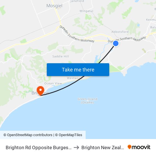 Brighton Rd Opposite Burgess St to Brighton New Zealand map