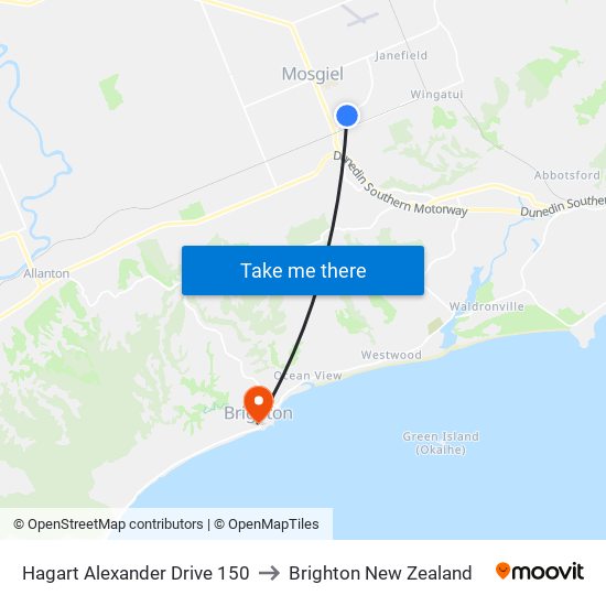 Hagart Alexander Drive 150 to Brighton New Zealand map