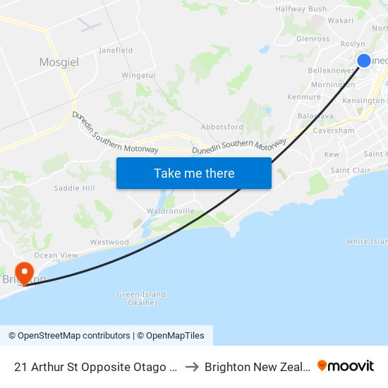 21 Arthur St Opposite Otago Boys to Brighton New Zealand map