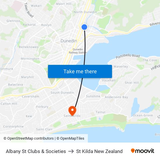 Albany St Clubs & Societies to St Kilda New Zealand map