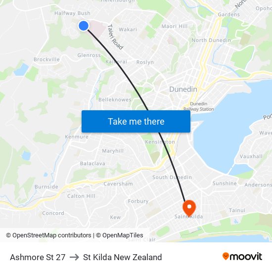 Ashmore St 27 to St Kilda New Zealand map
