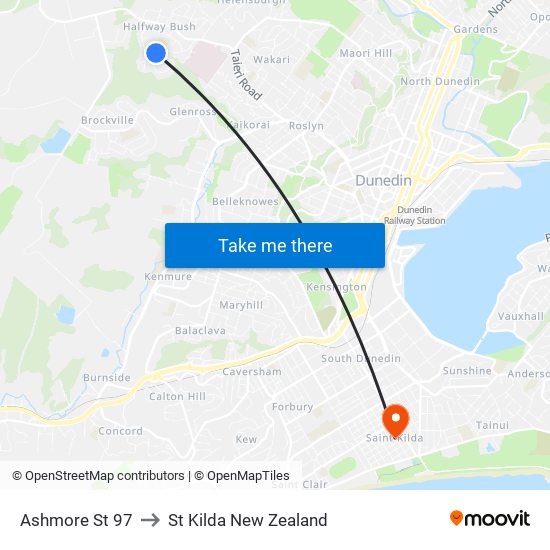 Ashmore St 97 to St Kilda New Zealand map