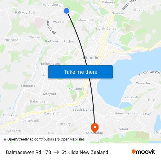 Balmacewen Rd 178 to St Kilda New Zealand map