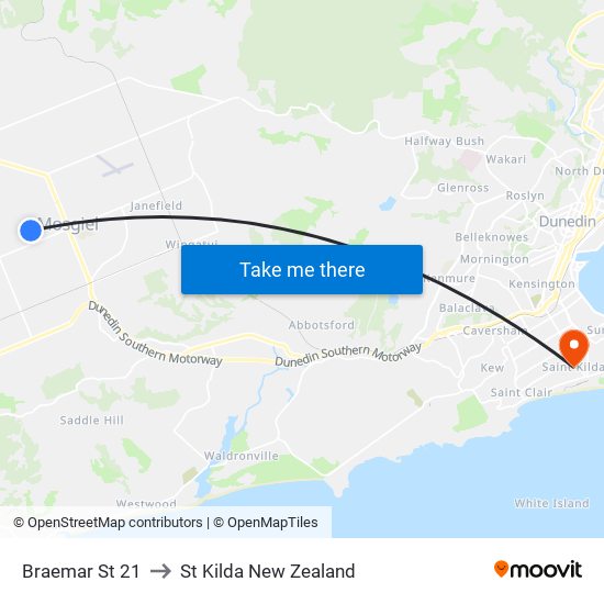 Braemar St 21 to St Kilda New Zealand map