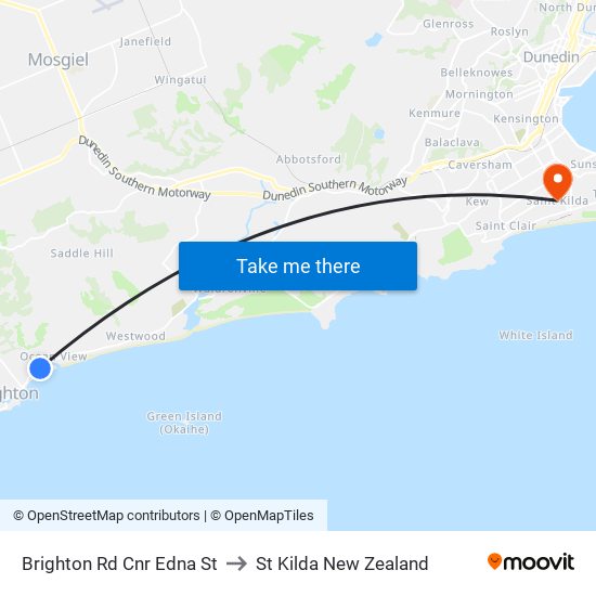 Brighton Rd Cnr Edna St to St Kilda New Zealand map