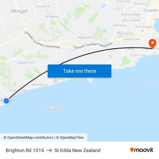 Brighton Rd 1016 to St Kilda New Zealand map