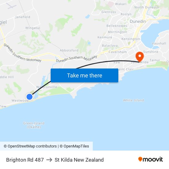 Brighton Rd 487 to St Kilda New Zealand map