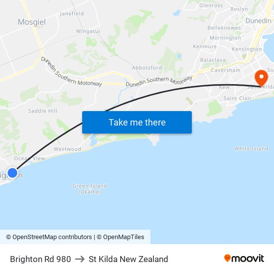 Brighton Rd 980 to St Kilda New Zealand map