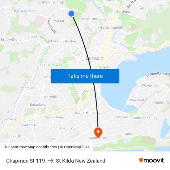 Chapman St 119 to St Kilda New Zealand map