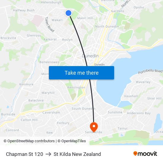 Chapman St 120 to St Kilda New Zealand map
