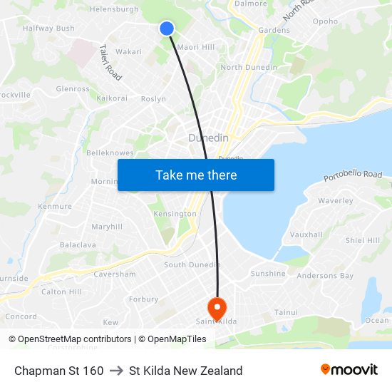 Chapman St 160 to St Kilda New Zealand map
