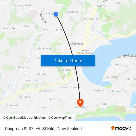 Chapman St 37 to St Kilda New Zealand map