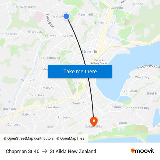 Chapman St 46 to St Kilda New Zealand map
