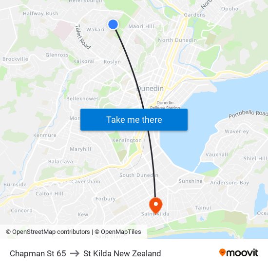 Chapman St 65 to St Kilda New Zealand map