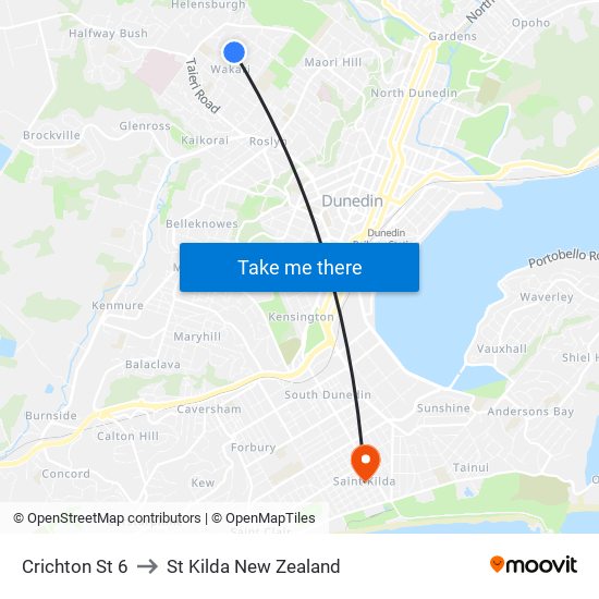 Crichton St 6 to St Kilda New Zealand map