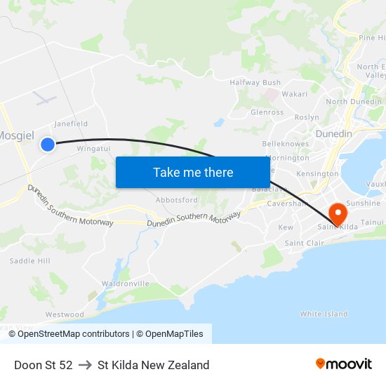 Doon St 52 to St Kilda New Zealand map