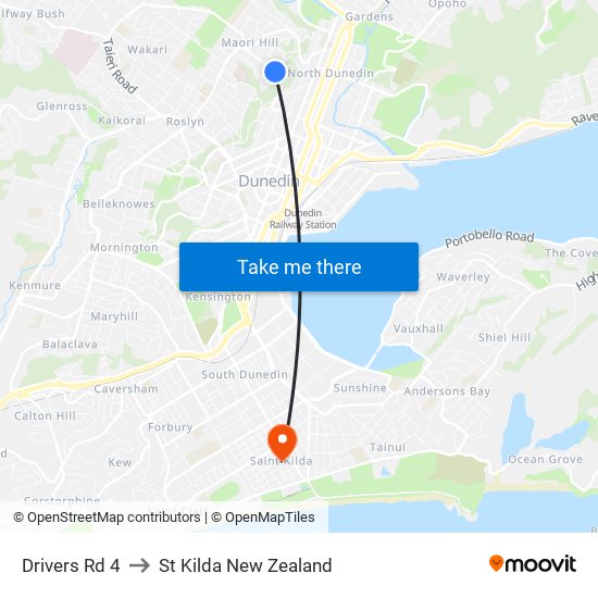 Drivers Rd 4 to St Kilda New Zealand map