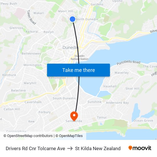 Drivers Rd Cnr Tolcarne Ave to St Kilda New Zealand map