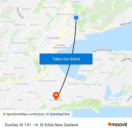 Dundas St 141 to St Kilda New Zealand map