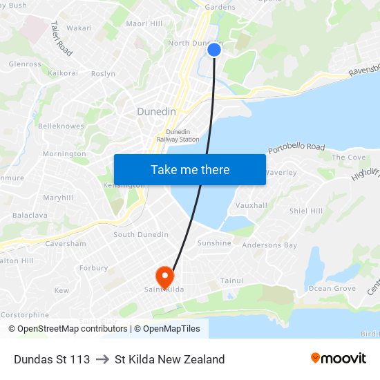 Dundas St 113 to St Kilda New Zealand map