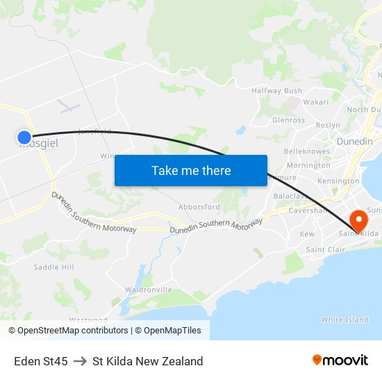 Eden St45 to St Kilda New Zealand map