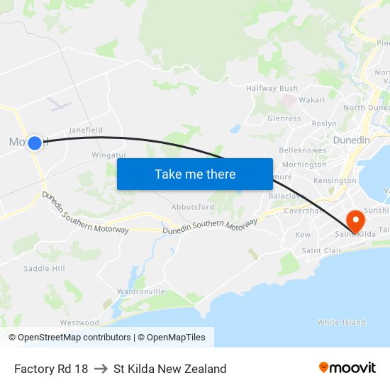 Factory Rd 18 to St Kilda New Zealand map