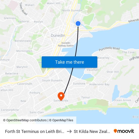 Forth St Terminus on Leith Bridge to St Kilda New Zealand map