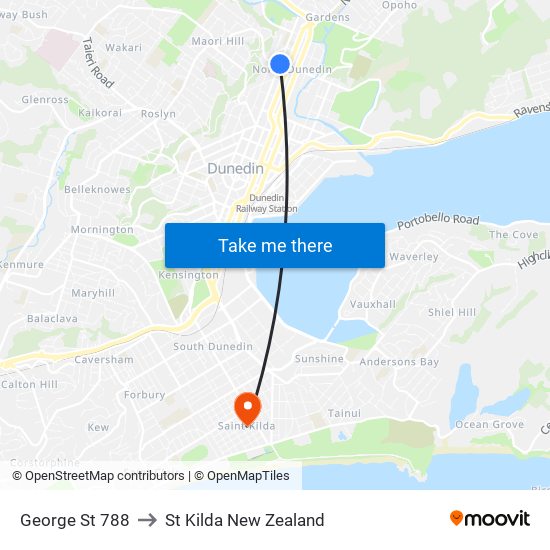 George St 788 to St Kilda New Zealand map