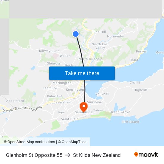 Glenholm St Opposite 55 to St Kilda New Zealand map