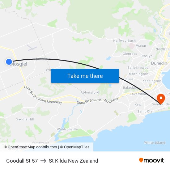 Goodall St 57 to St Kilda New Zealand map