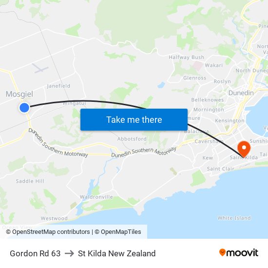 Gordon Rd 63 to St Kilda New Zealand map
