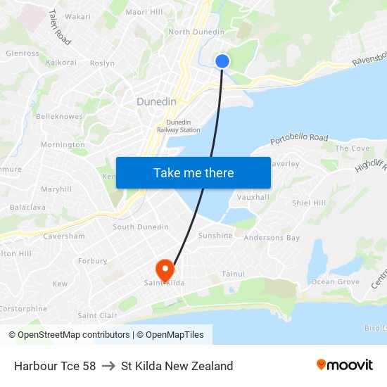 Harbour Tce 58 to St Kilda New Zealand map
