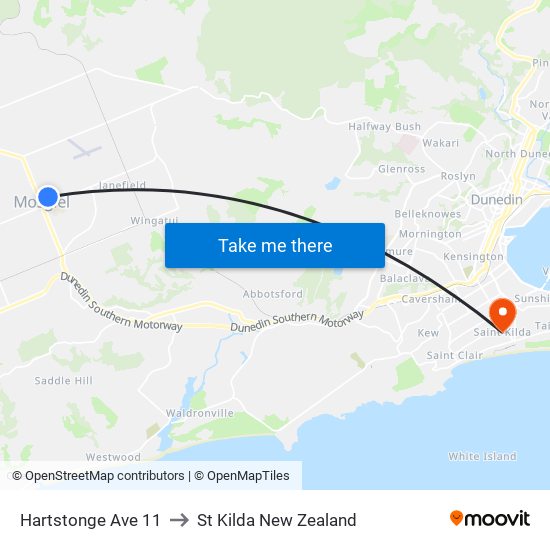 Hartstonge Ave 11 to St Kilda New Zealand map