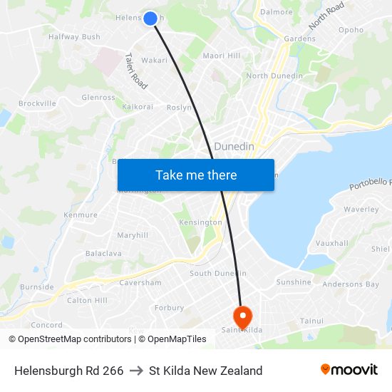 Helensburgh Rd 266 to St Kilda New Zealand map