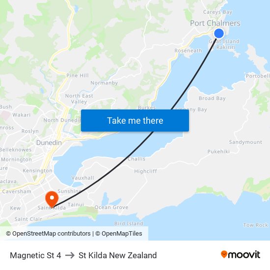 Magnetic St 4 to St Kilda New Zealand map