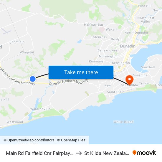 Main Rd Fairfield Cnr Fairplay St to St Kilda New Zealand map