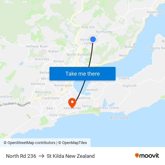 North Rd 236 to St Kilda New Zealand map