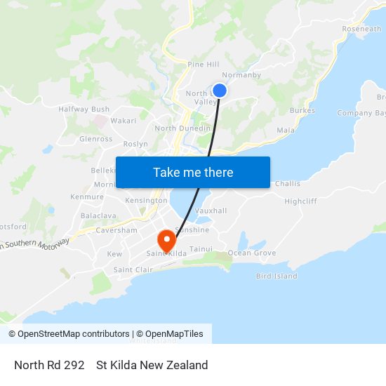 North Rd 292 to St Kilda New Zealand map