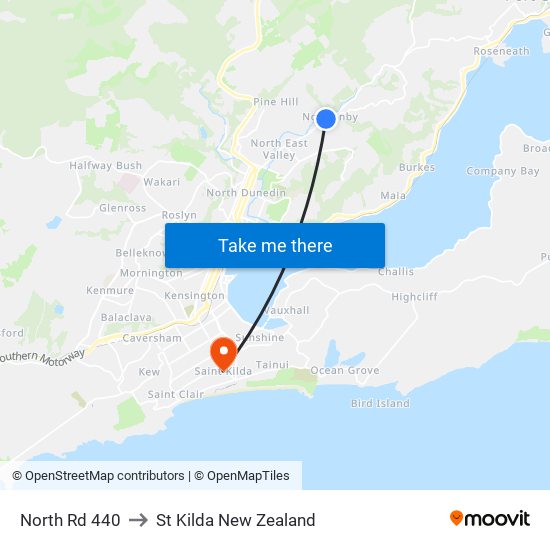 North Rd 440 to St Kilda New Zealand map
