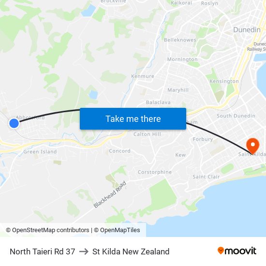 North Taieri Rd 37 to St Kilda New Zealand map