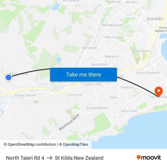 North Taieri Rd 4 to St Kilda New Zealand map