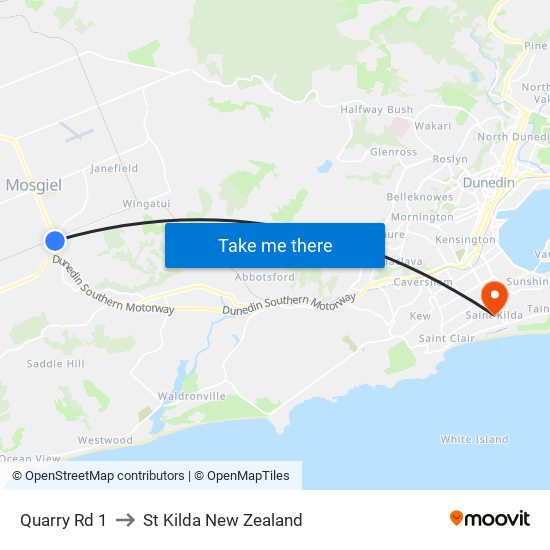 Quarry Rd 1 to St Kilda New Zealand map