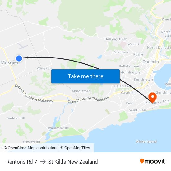 Rentons Rd 7 to St Kilda New Zealand map