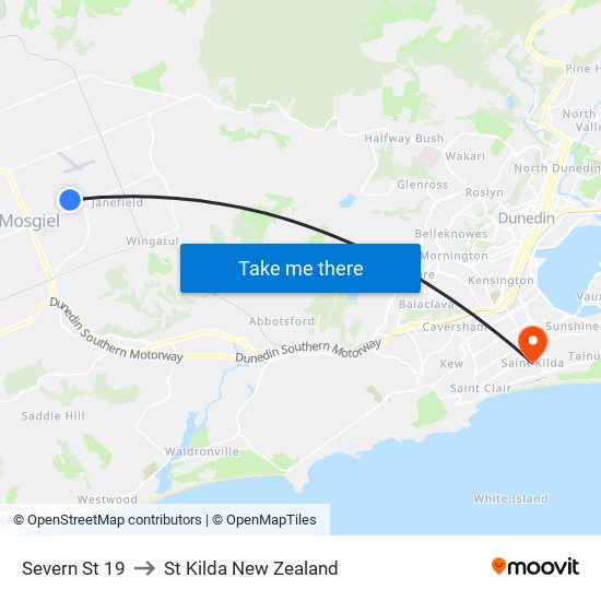 Severn St 19 to St Kilda New Zealand map
