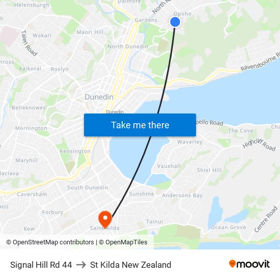 Signal Hill Rd 44 to St Kilda New Zealand map