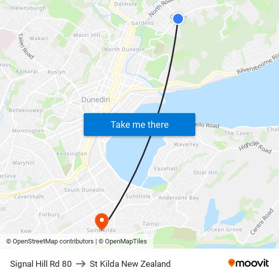 Signal Hill Rd 80 to St Kilda New Zealand map