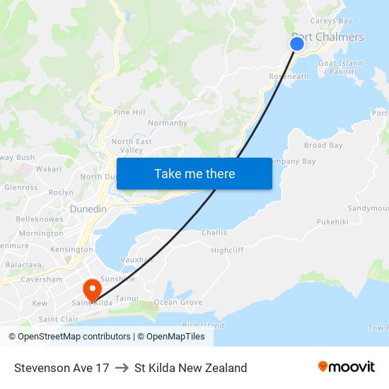 Stevenson Ave 17 to St Kilda New Zealand map