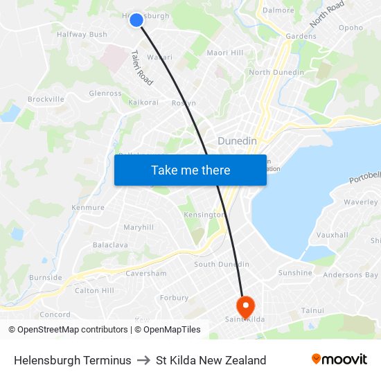 Helensburgh Terminus to St Kilda New Zealand map