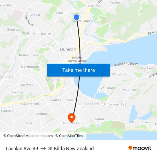 Lachlan Ave 89 to St Kilda New Zealand map