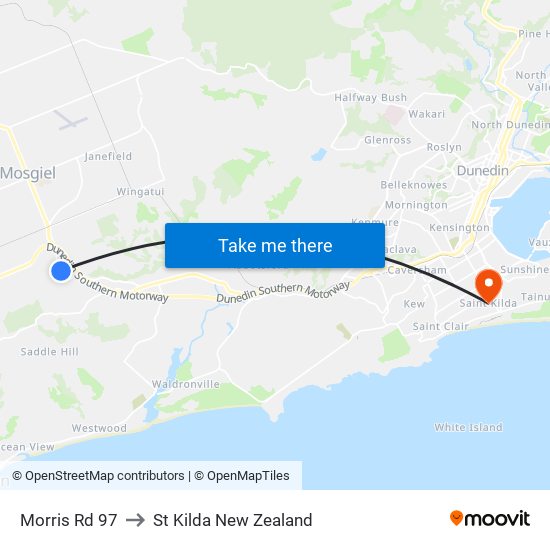 Morris Rd 97 to St Kilda New Zealand map